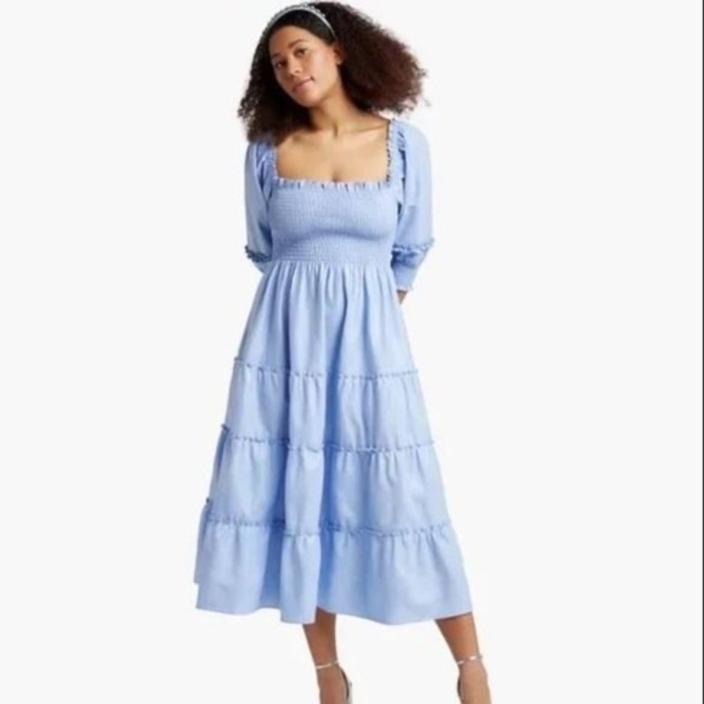 Hill House Home Light Blue Glitter Check Nesli Nap Dress